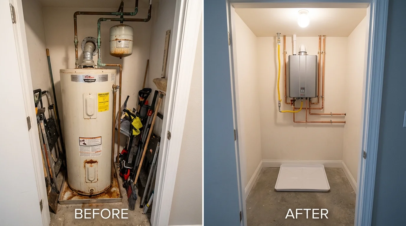 Tank water heater versus wall-mounted tankless unit comparison for Parks, AZ homeowners