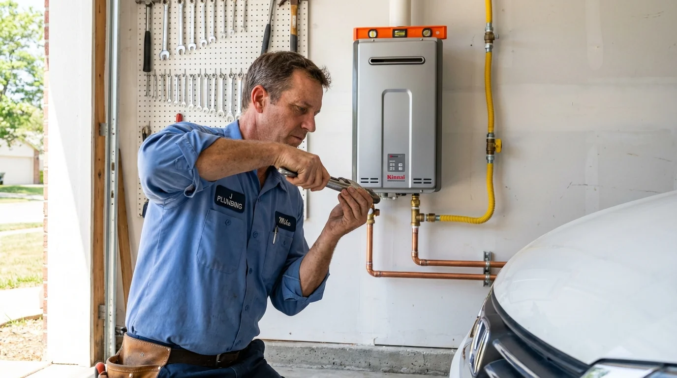 Tankless water heater installation by a Johns Plumbing LLC plumber in Parks